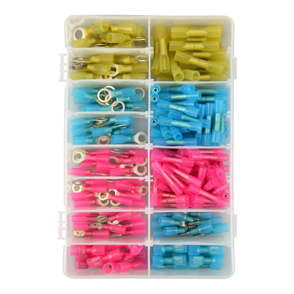 C-Tie CHTA1 Red, Blue & Yellow Heatshrink Terminal Assortment Kit - 210 Pcs Total